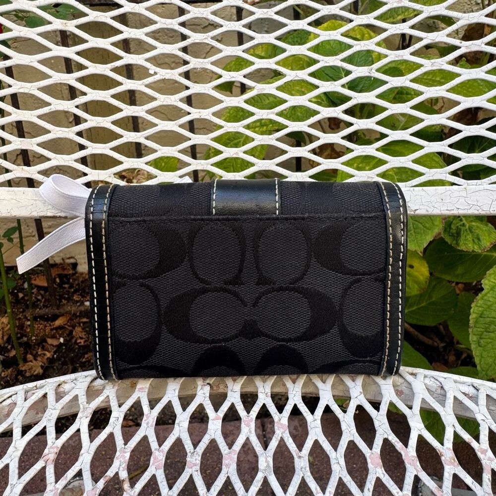 Black Coach Monogramed Wallet with Keyring - Picture 2 of 8